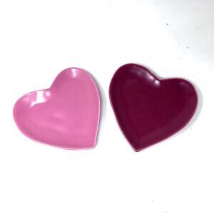 Barbara Eigen Heart Plate Set of 2 Pink Red 7" Bread Dessert Made in Portugal